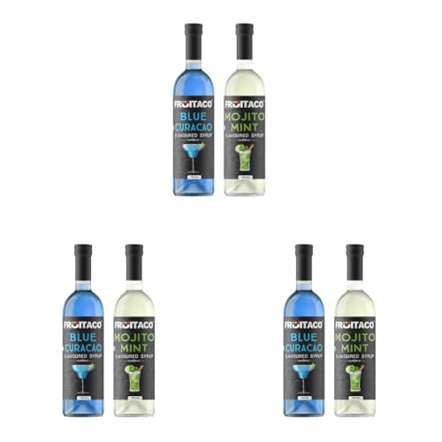 Image of Fruitaco Blue Curacao Syrup, Mojito Mint | Mocktail | Cocktail Mix| 2 Count, 750ml each (Pack of 3)