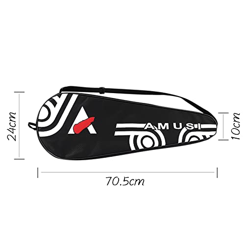 2 Player Badminton Racket Bag Waterproof Lightweight Racket Cover Bag Portable Squash Racket Cover Case Multi-use Sport Equipment Shoulder Bag with Zipper Closure & Adjustable Strap