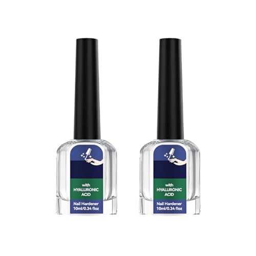 2 Piezas Endurecedor de uñas, 10 ml, fortalecedor de uñas y base coat, solución para el cuidado de uñas con ácido hialurónico, rica en vitamina E y aceite de jojoba, garantiza uñas sólidas en 30 días