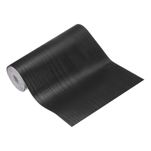 Image of MECCANIXITY Wood Grain Repair Tape, 5 Inch x 16 Feet Self Adhesive Wood Grain Tape Multi-Purpose Wallpaper Border Trim for Furniture Floors Windows Doors Tables Home, Black