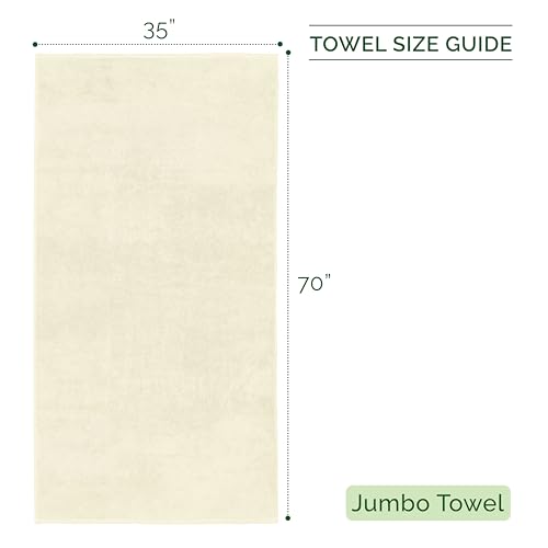Image of Elegant Comfort 100% Turkish Cotton Corduroy Ribbed Luxury Jumbo Bath Towel Ultra Soft - 35 x 70 Inch - Luxury Spa Premium Hotel Quality Highly Absorbent and Quick Dry Large Bath Towel, Ivory