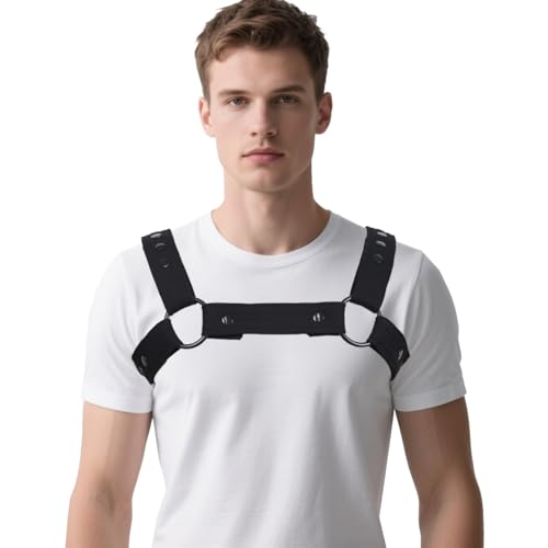 Men's Neoprene Chest Harness with Elastic Shoulder Straps Halloween Costume Belt