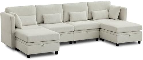 Korser 112" Modular Sectional Sofa with Storage, U Shaped Section...