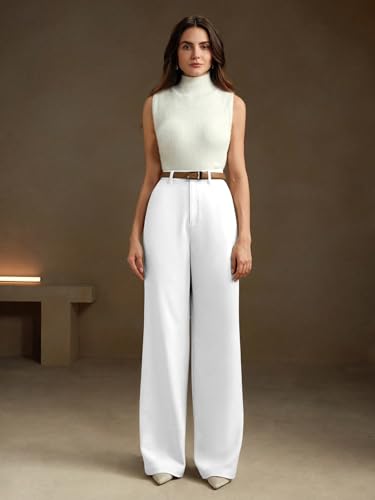 Image of KERI PERRY Trousers for Woman Pants Women's Formal Office Korean | Black Beige Track Pant | Straight | Cotton Spandex Stretchable Trouser | High-Waisted Bottom Wear
