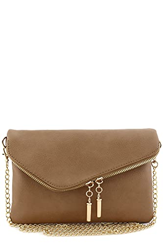 FashionPuzzle Envelope Wristlet Clutch Crossbody Bag with Chain Strap Stone