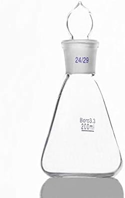 MaGiLL 3pcs-200ml Erlenmeyer Flask with Standard Ground Mouth & Stopper, Joint 24/29, Borosilicate 3.3 Glass, Laboratory Chemistry Lab Erlenmeyer Flask (Capacity : 200ml)