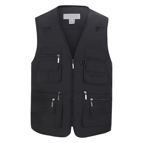 Riutiru Men's Versatile Outdoor Travel Sports Vest, Multiple Pockets For Work Fishing, Hunting, And Tactical Missions (As1, Alpha, M, Regular, Regular, Black-Medium Thickness#17) #TOP6