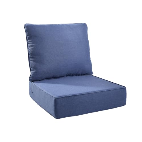 Jelwaly 6 Thick Outdoor Chair Cushions - 22* 24 Patio Furniture Cushions with Water Resistant & Removable Cover 28D High Density Sponge Patio Cushion for Outdoor Furniture Couch Chair Blue