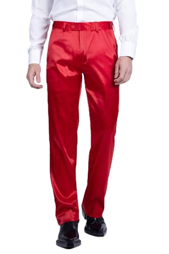 Barabas Men's Shiny Stretch Solid Color Dress Pants 5CP09