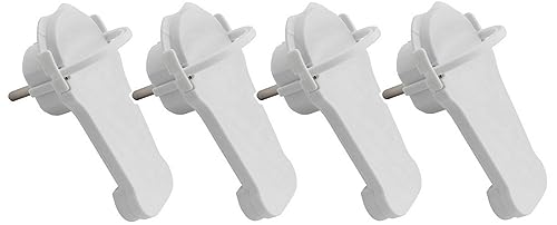 Schutzkontakt Winkelstecker extraflach m Bügel Kunststoff 8 mm Höhe ausklappbarer Ring Griff Zugentlastung Knickschutz 250V 16A für Kabel bis 3x1,5 mm² Schuko Winkel Stecker Flackstecker 4 Stück, Weiß