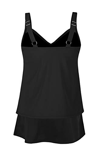 JINXUEER Women's Plus Size Sports Swimsuit Solid Tankini Set Bathing Suit Ruched Modest Two Piece Skirt Swimwear3