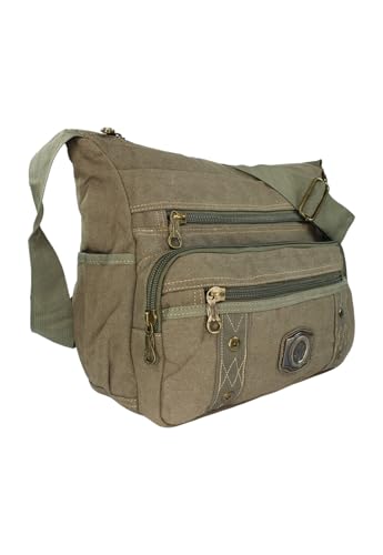 Bolsa Carteiro de Lona com Alça Transversal Ajustável Tamanho Grande (Verde)
