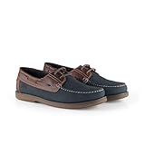Catesby Hector Leather Mens Boat and Deck Shoes Lightweight Casual Summer Shoes, Navy Brown, UK 10