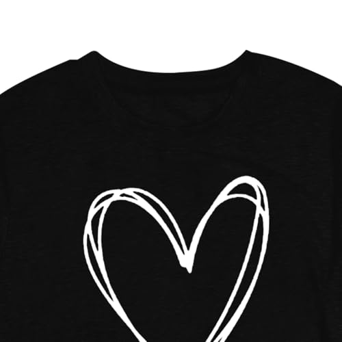 Image of Valentines Shirts for Women Valentine Love Heart Printed Graphic Tshirt Cute Girls Casual Top