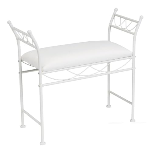 DRW Banqueta descalzadora de Metal en Blanco
