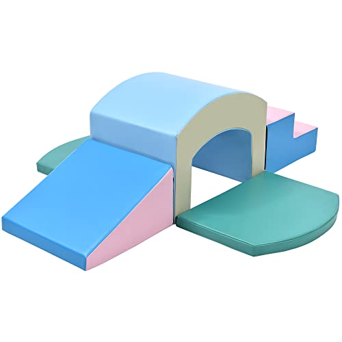 Generic Soft Foam Playset for Toddlers, Safe SoftZone Single Tunnel Foam Climber for ????????????????, Lightweight Indoor Active Play Structure with Slide Stairs and Ramp for Beginner Climb and Crawl