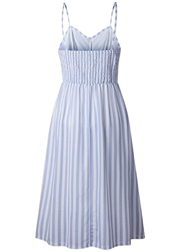Image of YMING Womens Summer Spaghetti Strap Dresses Button Down Floral Sundress High Waist Swing Midi Dress with Pockets