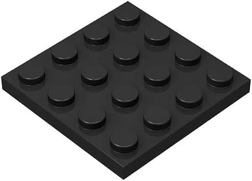 50 Piece Plate 4x4 Bulk, Black, Compatible with Lego Parts 3031