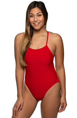 Image of JOLYN Jackson 4 Tie Back Women's Athletic One Piece Swimsuit for Competitive Swimming, Lifeguarding, Medium-Full Coverage