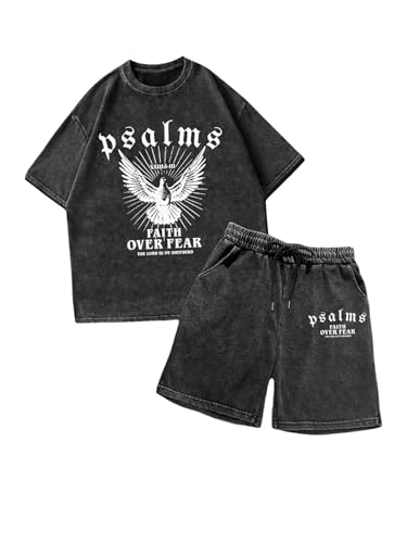 SOLY HUX Men's Retro Short Set Graphic Short Sleeve T