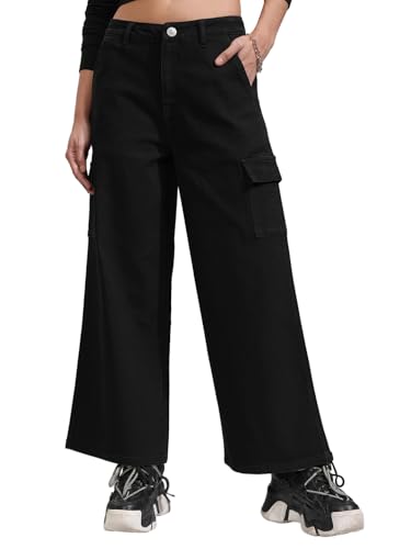Image of Tokyo Talkies Women Cargo Jeans | Straight fit