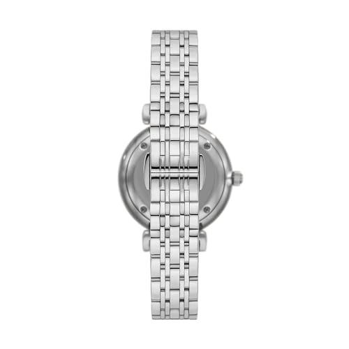 Emporio Armani Orologio Da Donna, Movimento Al Quarzo A Due Lancette Da 32 Mm Con Cinturino In Acciaio, 32 Mm, Tono Argento E Blu Acqua - 3