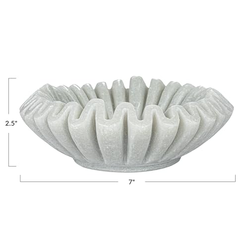 Creative Co-Op Round Marble Pleated Dish, White by Creative Co-Op - Image 3