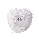 GKYQVE Lujosa caja de aro adornada con perlas para donaciones de dama de honor, ceremonia de boda, rudimentos, acabado satinado, elegante estuche de aro de boda