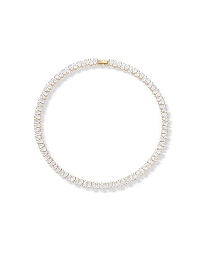 PAVOI 14K Gold Plated Pear Cubic Zirconia Tennis Necklace for Women – Tennis Chain Necklaces – Sizes 15" and 18"3