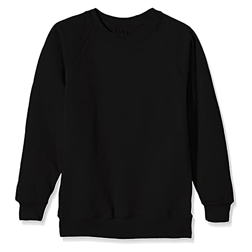 Sudadera de forro polar para niños con cuello redondo y uniforme, Negro, 7-8 Años Cover
