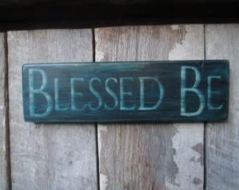 FprqlyzeWood Hanging Plaque Wood Sign Blessed Be Cabin Rustic Hippie Boho Wicca Country Turquoise Cottage Decor Dorm !!