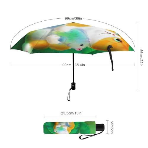 Parapluie automatique compact avec motif cerf et mât robuste