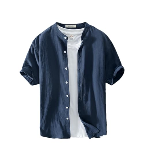 Chemise manches courtes en lin homme casual printemps été légère en coton lin