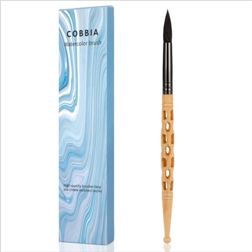 Round Watercolor Brush Size 10 - Large Squirrel Hair Brush for Washes, Backgrounds, Watercolor, Acrylic, Gouache, Oil -Hand-Sanded Hollow Handle for Superior Control