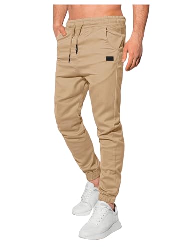 Men's Drawstring Waist Jogger Pants Casual Sports Tapered Pants Long Trousers with Pockets