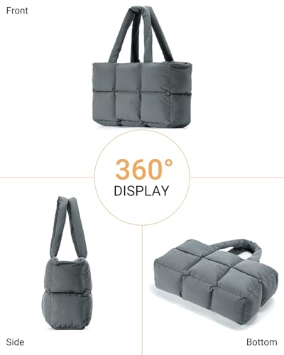 Image of Herald Puffer Tote Bag for Women, Large Quilted Puffy Handbag Lightweight Satchel Purse with Cup Holder & Compartment
