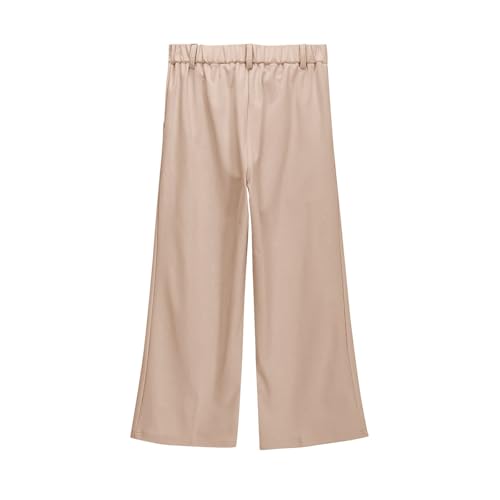 Kids Girls Wide High Waist Wide Loose Front Button Leg School Business 𝓤niform Pants Trousers with Pockets4