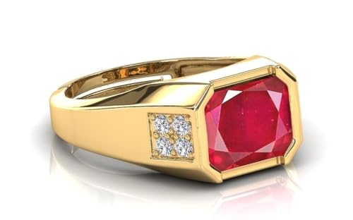 Bague en rubis naturel plaqué or pour homme et femme