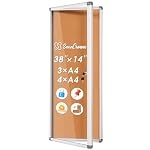 SWANCROWN Locking Bulletin Board Tamper-Proof Notice Board Cork Display Case Wall-Mounted for K12 Office Dentists, 38x14 inch