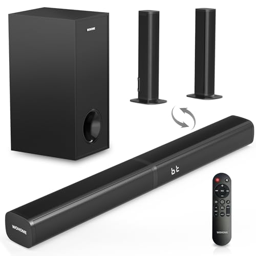 Image of Wohome 2 in 1 Detachable Sound bar with Subwoofers, 4.1 Channel Bluetooth Sound Bar for Smart TV, Home Theater Surround Sound System, Optical,HDMI-ARC, USB Input, Bass Adjust, Remote/Button Control