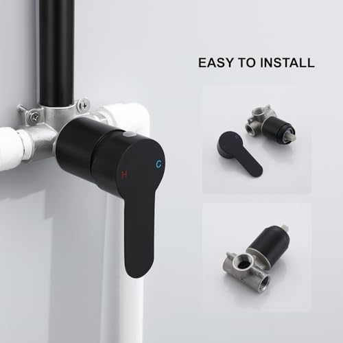 Outdoor Shower System, Matte Black Single Handle Outdoor Shower Faucet with High Pressure Shower Head and Valve for yard(Garden Hose Adapters Included) - Image 6