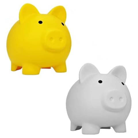 Cute Piggy Bank for Sbrvaniy Pig Money Bank Yellow + Grey Cover