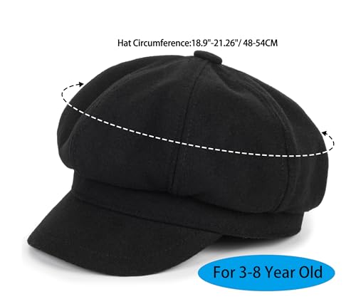 Kids-Girls-Wool-Newsboy Cap - Vintage Winter Outdoor-Boys-Beret Cabbie Hat-Octagonal Toddler Painter Cap for 3-8 Years2
