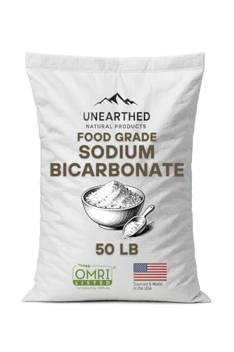 Unearthed Organic Sodium Bicarbonate 50 lb Bulk Bag USP Food Grade 99%+ Purity Aluminum-Free Baking Soda