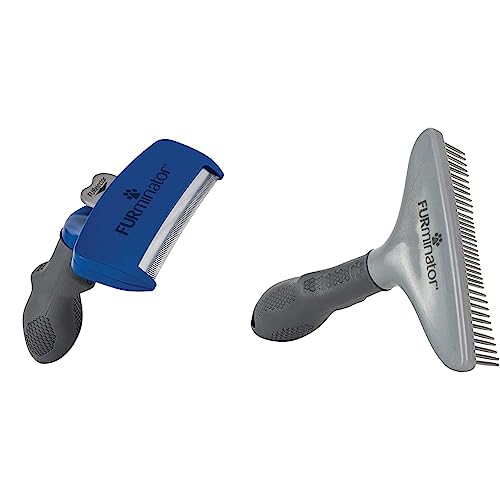 Furminator Strumento Premium per il deShedding del Sottopelo per Cani di Taglia Grande a Pelo Lungo & Grooming Rake Pettine per Cani e Gatti a Pelo Lungo