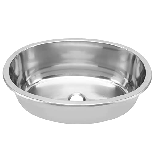 AKLOSIPY Fregadero Ovalado de Acero Inoxidable de 393x273mm con Drenaje de 40mm para Cocina de Autocaravana, Yate, RV, Elegante y Versátil
