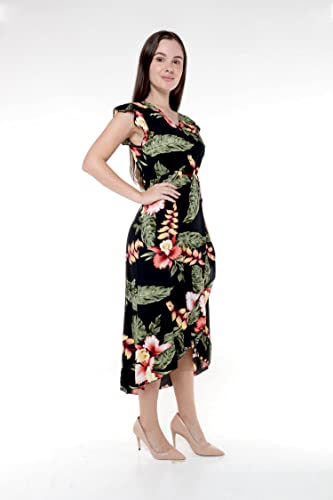 Image of Family Matching Hawaiian Clothes, Black Rafelsia | Lightweight 100% rayon • Family matching outfits • Beach vacations • Luaus • Cruises • Family photos