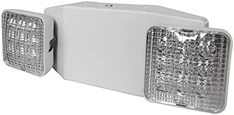 Garrini LED Emergency Light Emergency Light Combo Rectangular Adjustable Dual Heads 2 Heads UL Certified GM6 for Apartments Hotels Hospitals Offices (White)