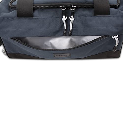 Vooray Boost Duffel, Water-Resistant Gym Bag with Shoe Compartment, Accessory Pockets, Small Overnight Travel Bag, Durable Sports Duffel Men Women 22L (Steel Blue, Boost (22L))