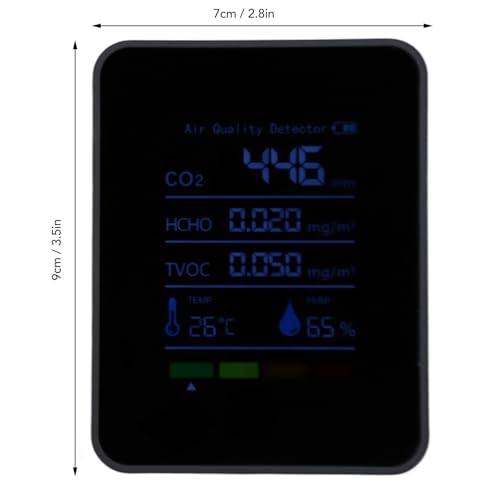 Détecteur CO2 Portable 5 dans 1 Moniteur de qualité de L'air Formaldéhyde Hcho TVOC Temp Humi Detector Detector Aperpé à la Détection de la Batterie pour Les écoles de Gymnase du